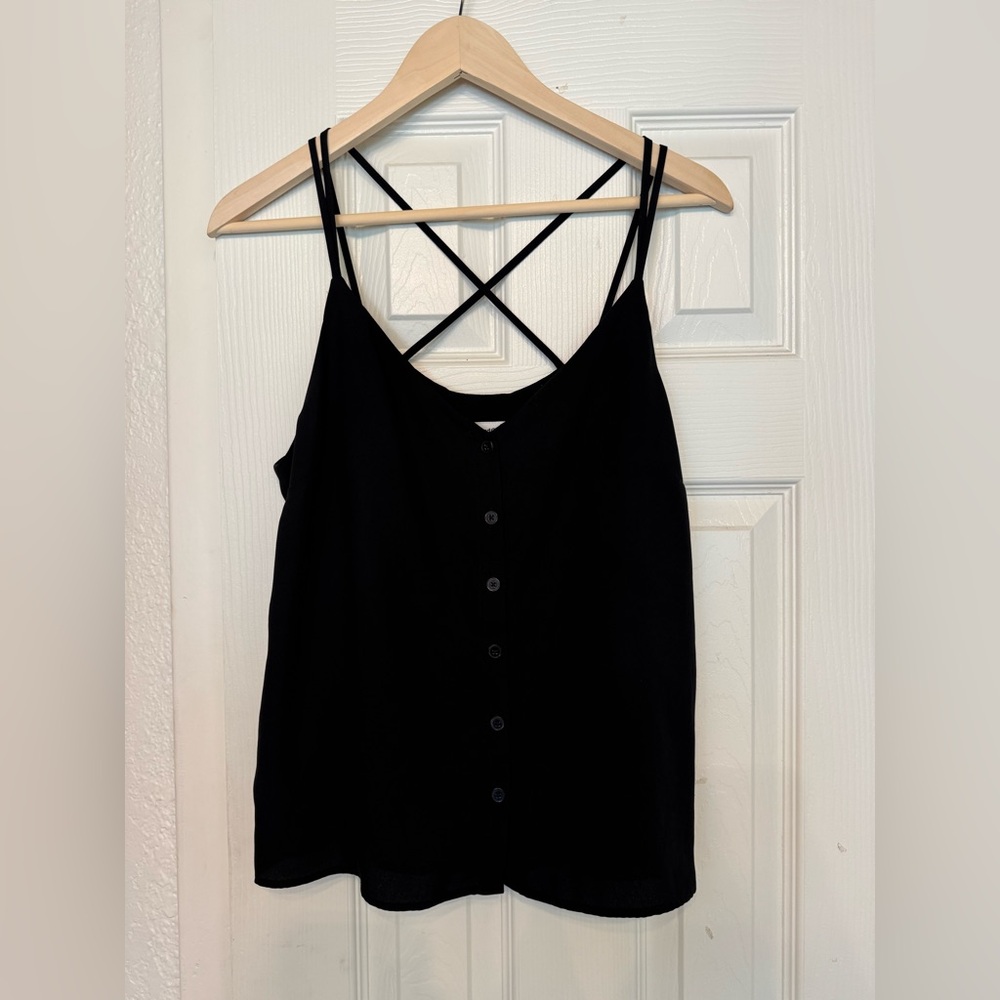 Frank & Oak Strappy Criss Cross Back Button Up Tank